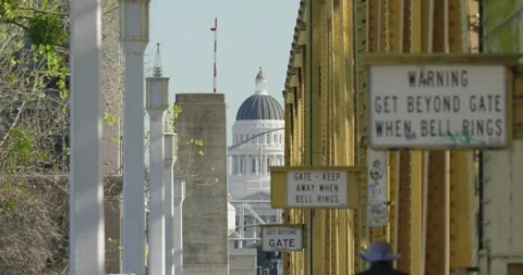 View of capital dome from tower bridge Stock Footage 297406525