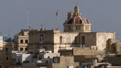 View of capital of Malta, Valetta Stock Footage 95435437