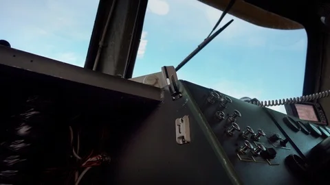 View from the captain's panel in a small boat Stock Footage 122408773