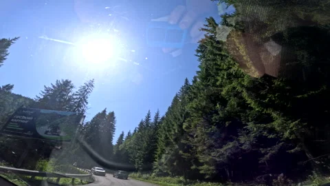 View from the car of carpathian road Stock Footage 253549030