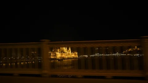 View from the car from the chain bridge Stock Footage 102685040