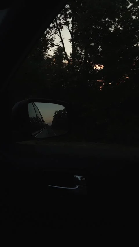 View from the car of colorful sunset with clouds Stock Footage 156328765