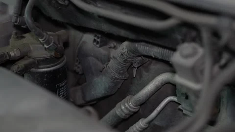 View of car corrugated wiring loom and air conditioning pipes. Stock Footage 345911271