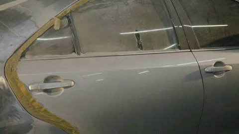 View of car with dent on surface. 4K Stock Footage 86829483