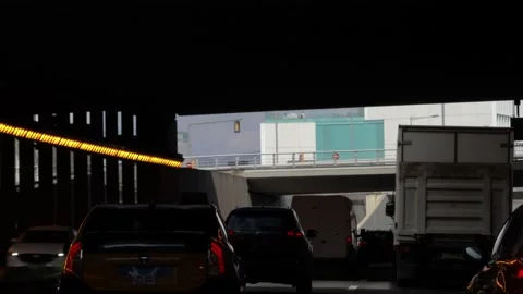 View from the car driving in Barcelona through the tunnel Stock-Footage 152172992