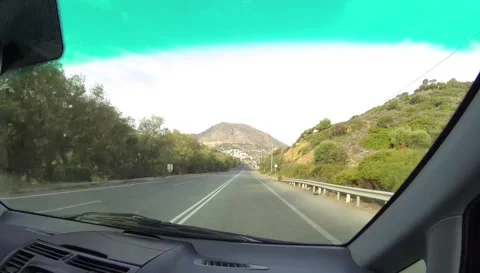 View from the car driving on the road Stock Footage 154463523
