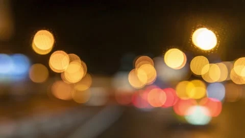 View from a car driving through the streets of the city Video in defocus Video stock 221238668