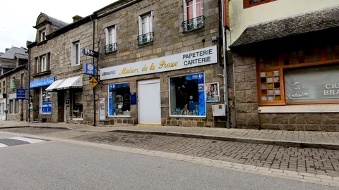 View From a Car Driving Through Town of Merdrignac 動画素材 113944545