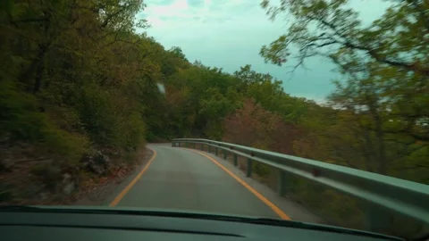 View from the car from the front window driving along the road Stock Footage 140881761