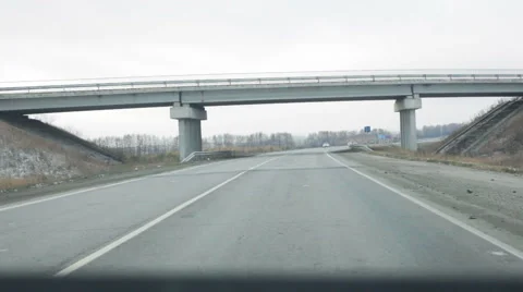 View from the car on the highway and the forest Stock Footage 59852780