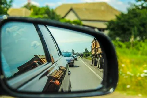 View of car mirror 스톡 사진