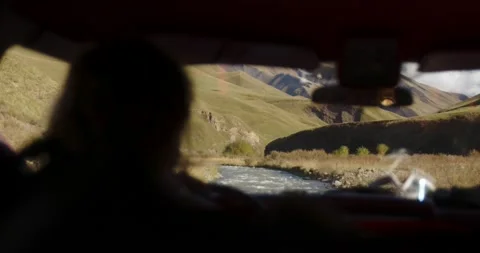 View from the car to the mountain landscape Video stock 232138225