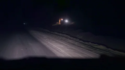 View from the car on the night on the road Stock Footage 102805807