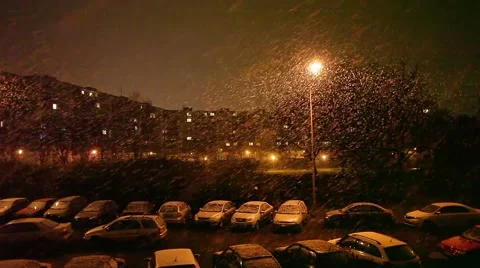 View on the car parking during snowfall 스톡 동영상 57353480