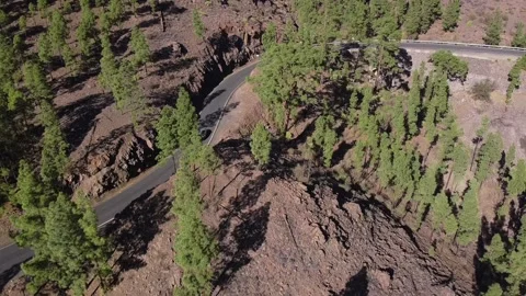 View of a car rides along a mountain road on Gran Canaria, Canary Islands, Spain Stock Footage 144489088