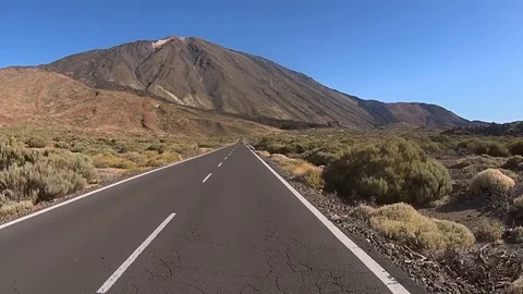 View from a car on the road to the big mountain Stock Footage 72181310