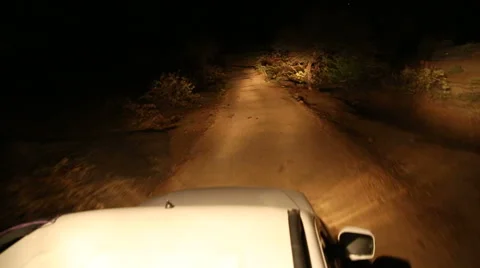 View from the car roof while ride through dark road in Jodhpur. Stock Footage 50263196