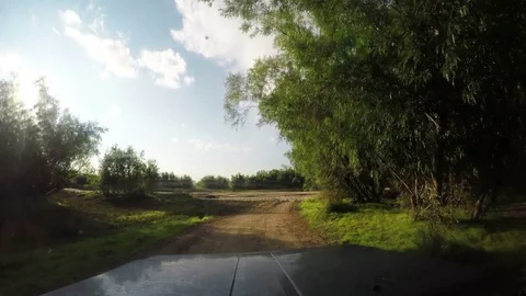 View from Car. Summer Road Trip on Off Road in Sunny Day. 4K Stock Footage 80158630