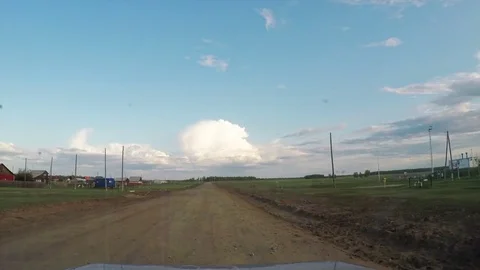 View from Car. Summer Road Trip on Off Road in Sunny Day Stock Footage 80205344