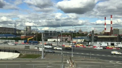 View of the car traffic of one of the streets of Moscow Stock Footage 208942188