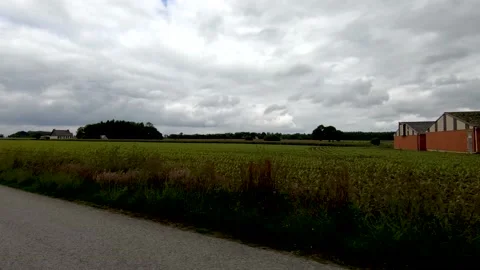 View From a Car Travelling Through Rural Farming Area Near Tremorel Stock Footage