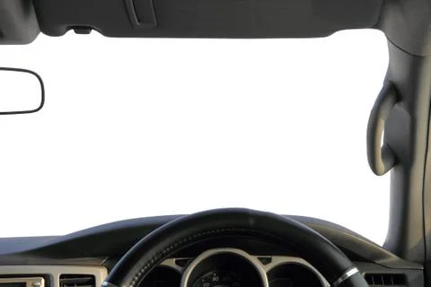 The view from the car, a white background for your text. Stock Photos