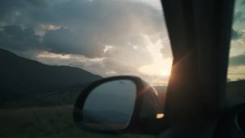 View from car window to amazing summer or autumn mountains Stock Footage 284749630