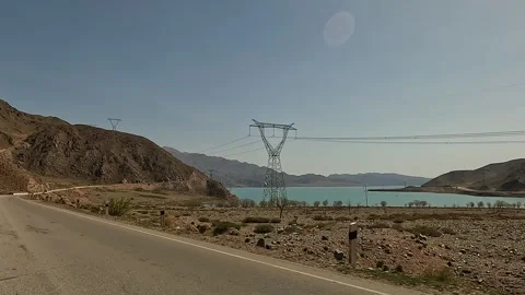 View from the car window of the blue mountain lake Stock-Footage 241381383