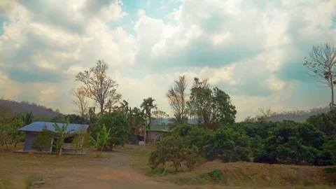 View from the car window. driving past the countryside in thailand. Stock Footage 104093612