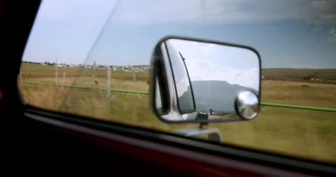 View from the car window on the field Stock Footage 232138407