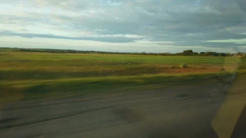 View from the car window on a green meadow Stock Footage 117277239