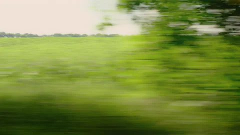 View from a car window moving background country side green trees in summer time Stock Footage 230155683