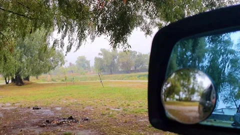 The view from the car window to the park Stock Footage 140736051