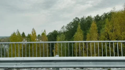 View from the car window of a river with trees 库存影片 306152462