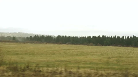 View from the car window to the road and landscape Stock Footage 141967599