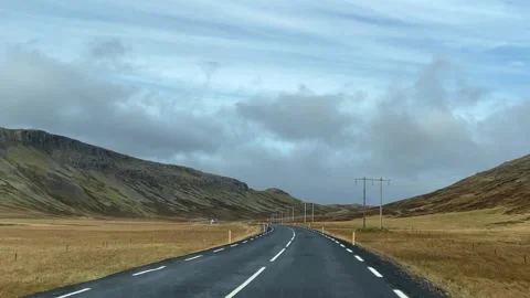 View from the car window on the road in Iceland Stock-Footage 257436730