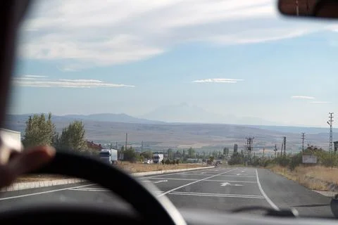 View from the car window on the road Stock Photos
