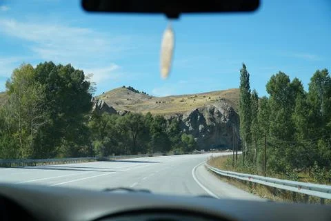 View from the car window on the road Stock Photos