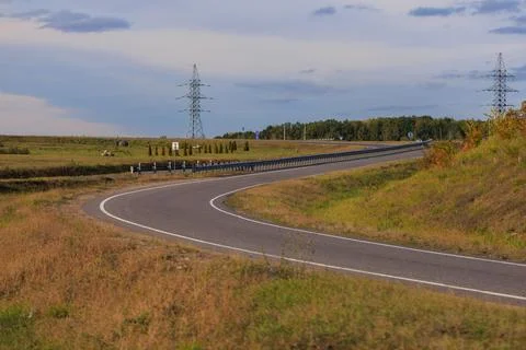 View from the car window to the side of the road, autumn landscape Foto stock