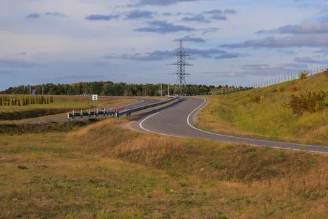 View from the car window to the side of the road, autumn landscape Stock Photos