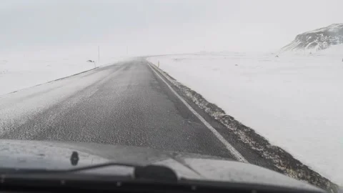 View from the car window on the storm road Stock Footage 134670784