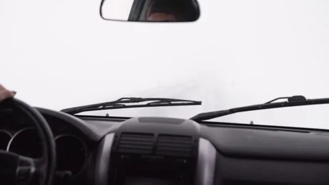 View from the car window on the storm road in Iceland Stock Footage 134671001