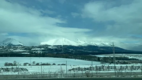 View from the car window on the Tatra Mountains Stock Footage 172164026