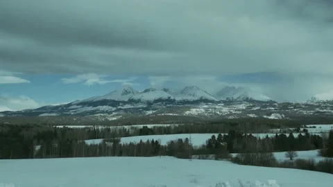 View from the car window on the Tatra Mountains Stock Footage 172257330