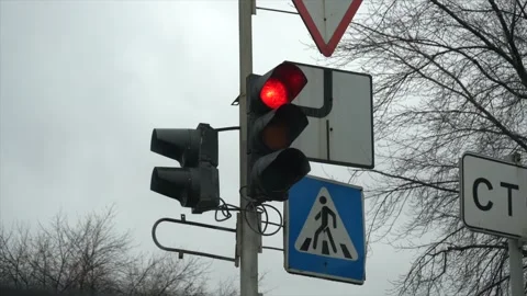 View from the car window at the traffic light Vidéo 142846395