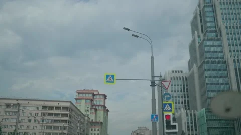 View from the car window while driving around the big city. Stock Footage 204119104