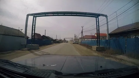 View From Car Windshield. Car Driving Full HD. Yakutsk, Russia 14/05/2017 Vídeos de archivo 76865076