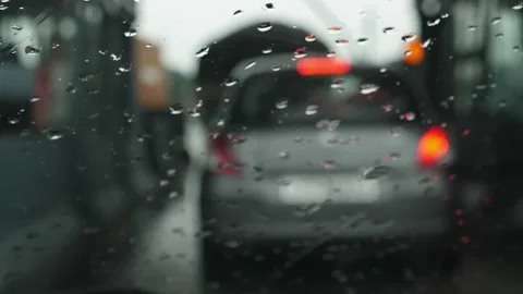 View car from windshield with raindrops Stock-Footage 156954515