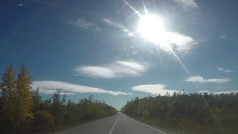 View from Car windshield. Road Trip on Suburban Road 動画素材 70075230