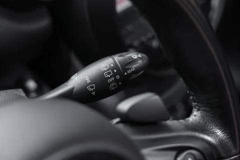 View of car windshield wiper switch, closeup Stock Photos